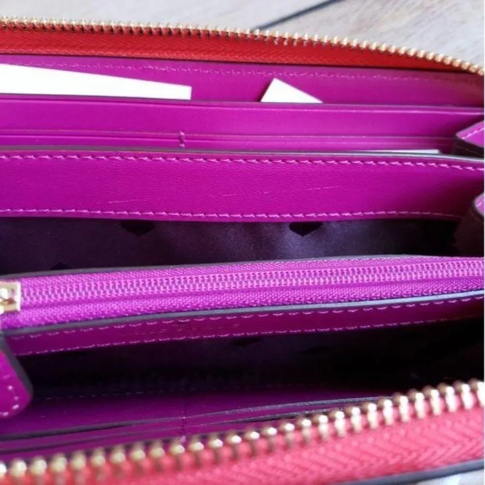 Kate Spade Lucky Draw Large Continental Zip Around Leather Wallet Casino Theme